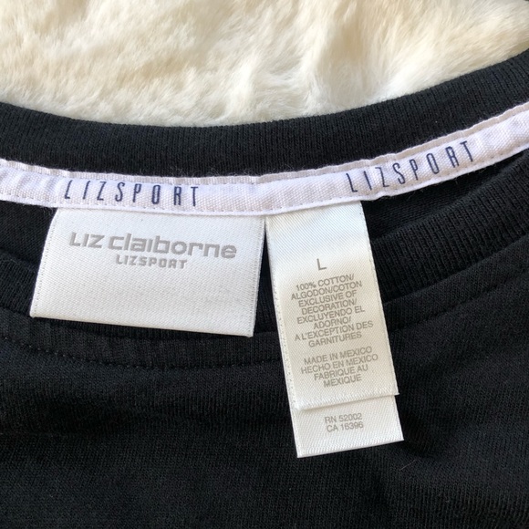 LizSport by Liz Claiborne Short Sleeve Black Tees. - Picture 3 of 5